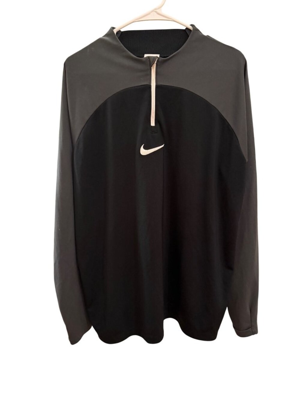 Nike Dri-Fit Pullover Quarter Zip XL Black Gray Athletic Training Top Men's